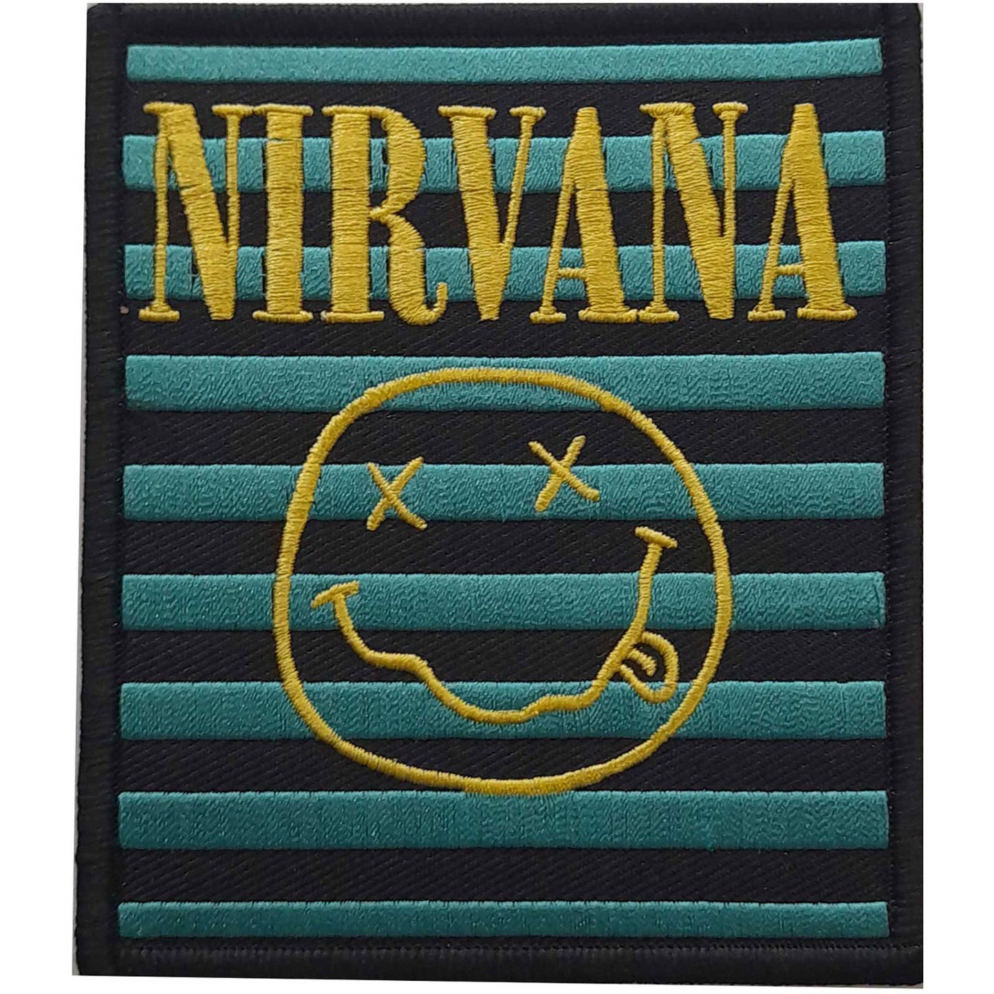 Nirvana Logo & Smiley Stripes Woven Patch Front