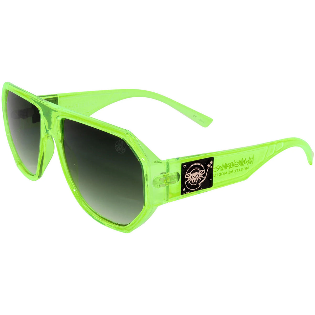 Mix Master Mike Mix Master Fly Black Flys Collab Neon Green w/ Smoke Gradient Lens Sunglasses Front