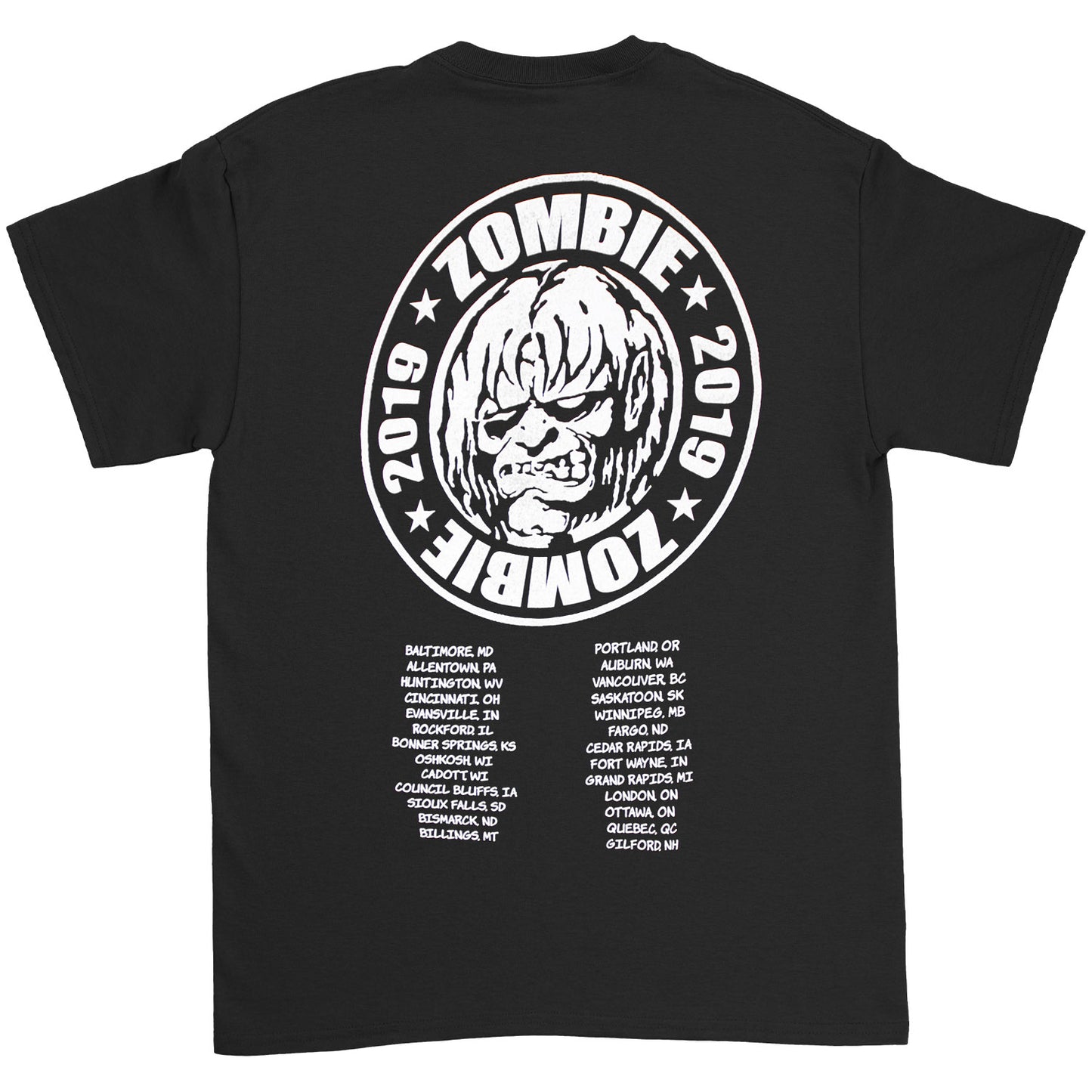 Rob Zombie Ugly Face 2019 Tour T-shirt Back