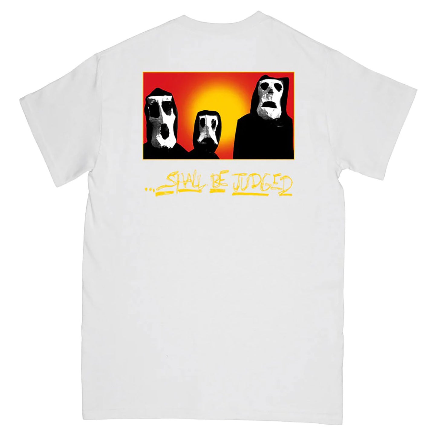 Burn Shall Be Judged (White) T-shirt Back