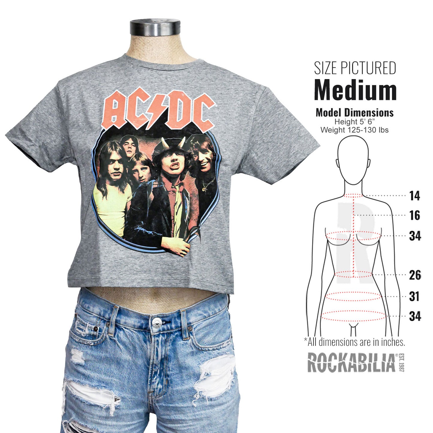 AC/DC Highway To Hell Circle Ladies Crop Top Junior Top Alt 3