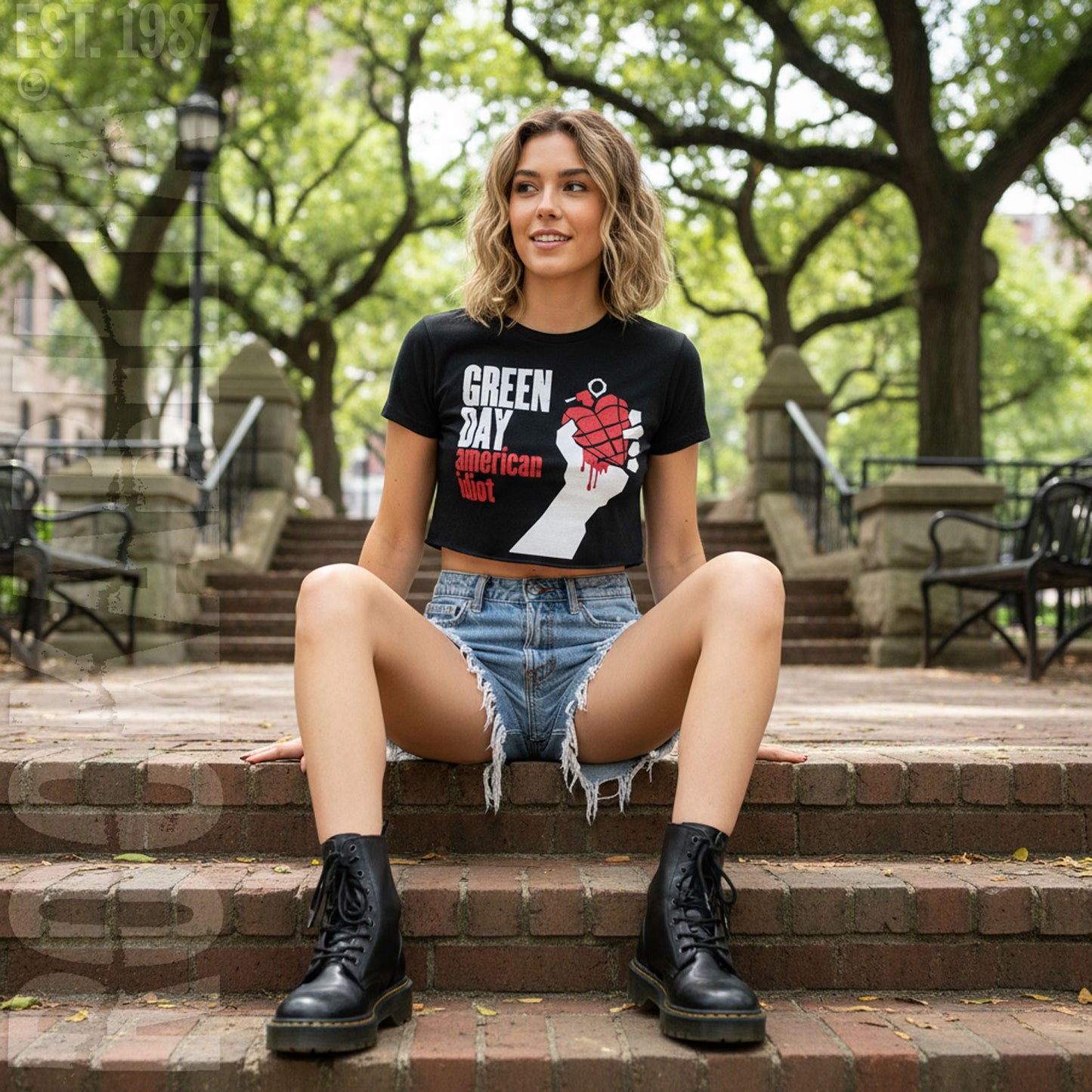 Green Day American Idiot Ladies Crop Top Junior Top Alt 2