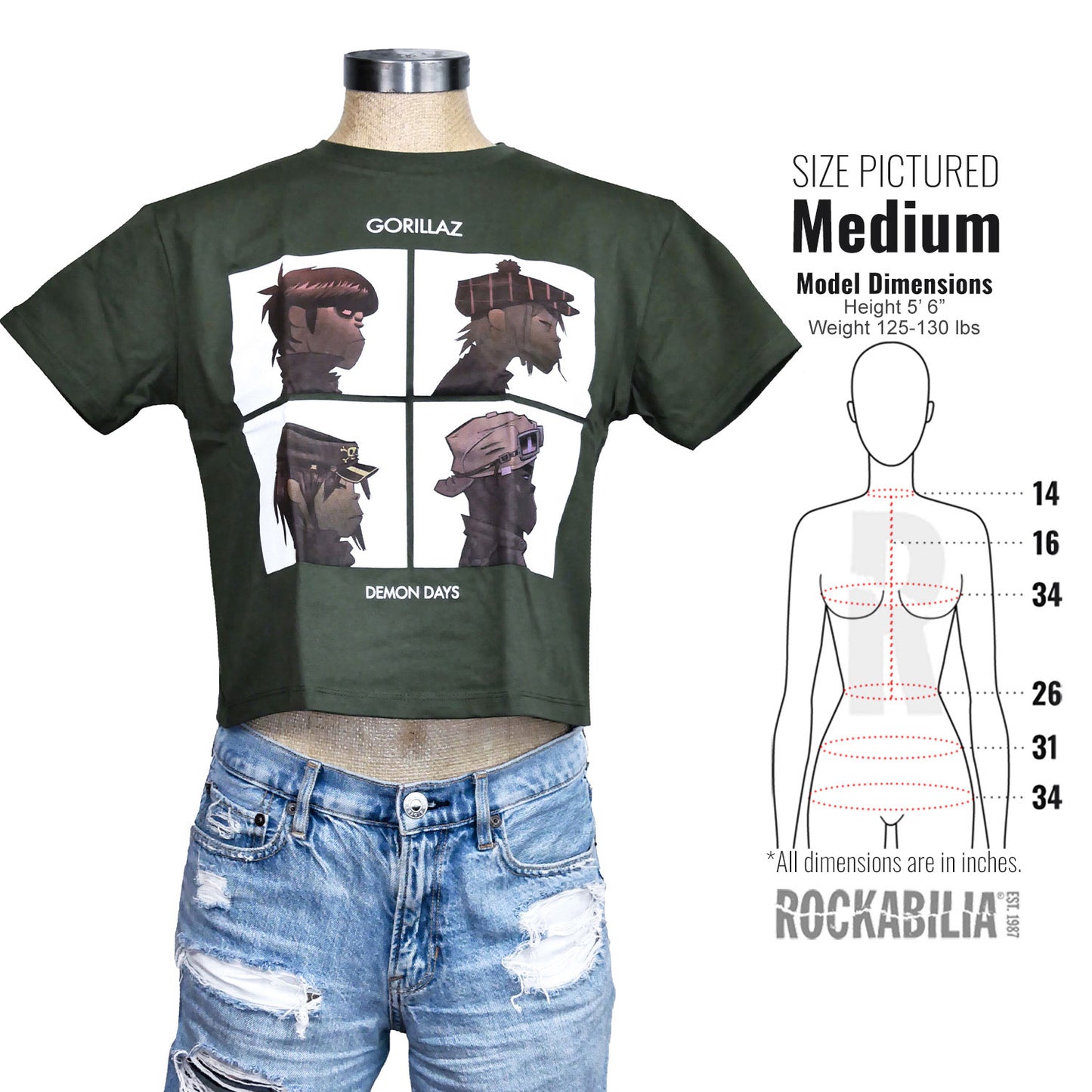 Gorillaz Demon Days Ladies Crop Top Junior Top Alt 3