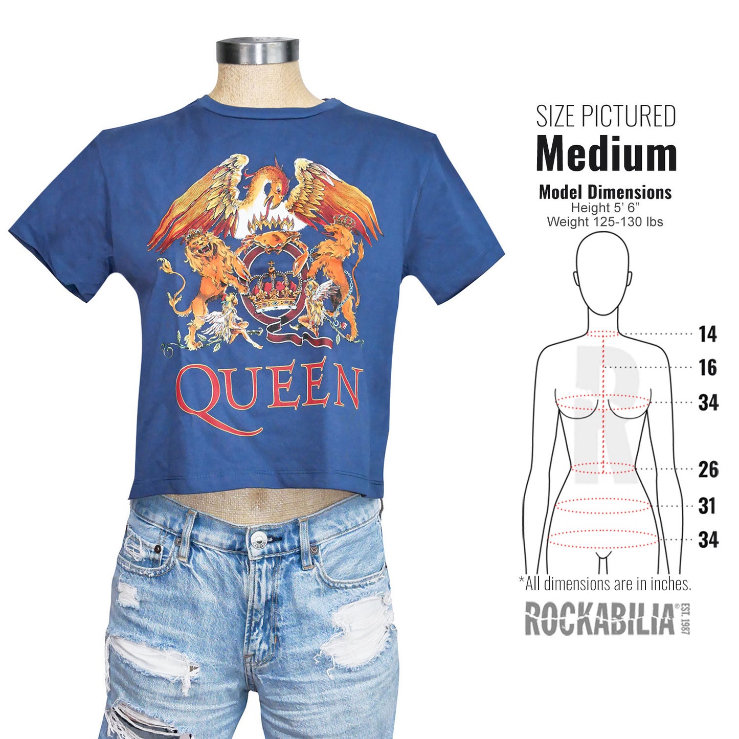 Queen Classic Crest Ladies Crop Top Junior Top Alt 3