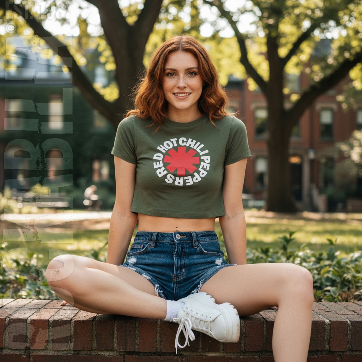 Red Hot Chili Peppers Classic Asterisk Ladies Crop Top Junior Top Alt 2