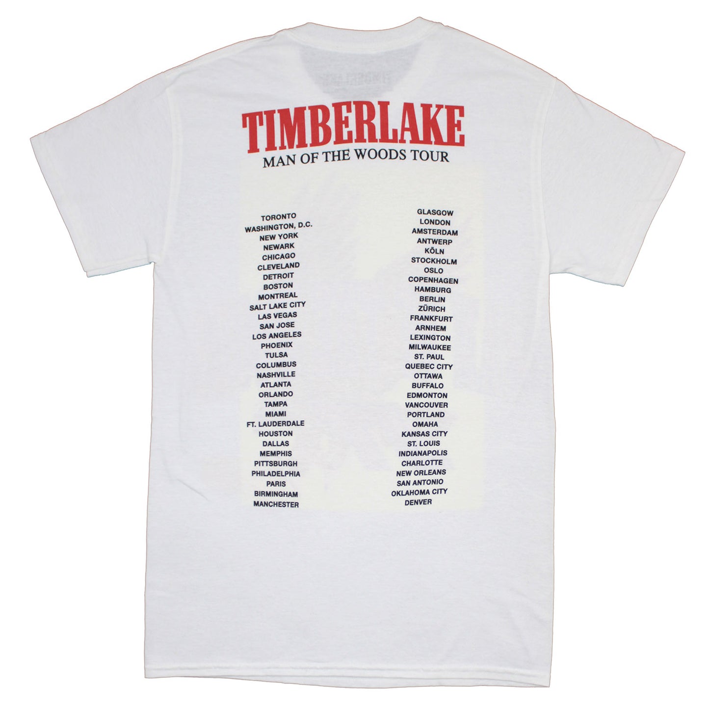 Justin Timberlake Man of The Woods 2018 World Tour T-shirt Back