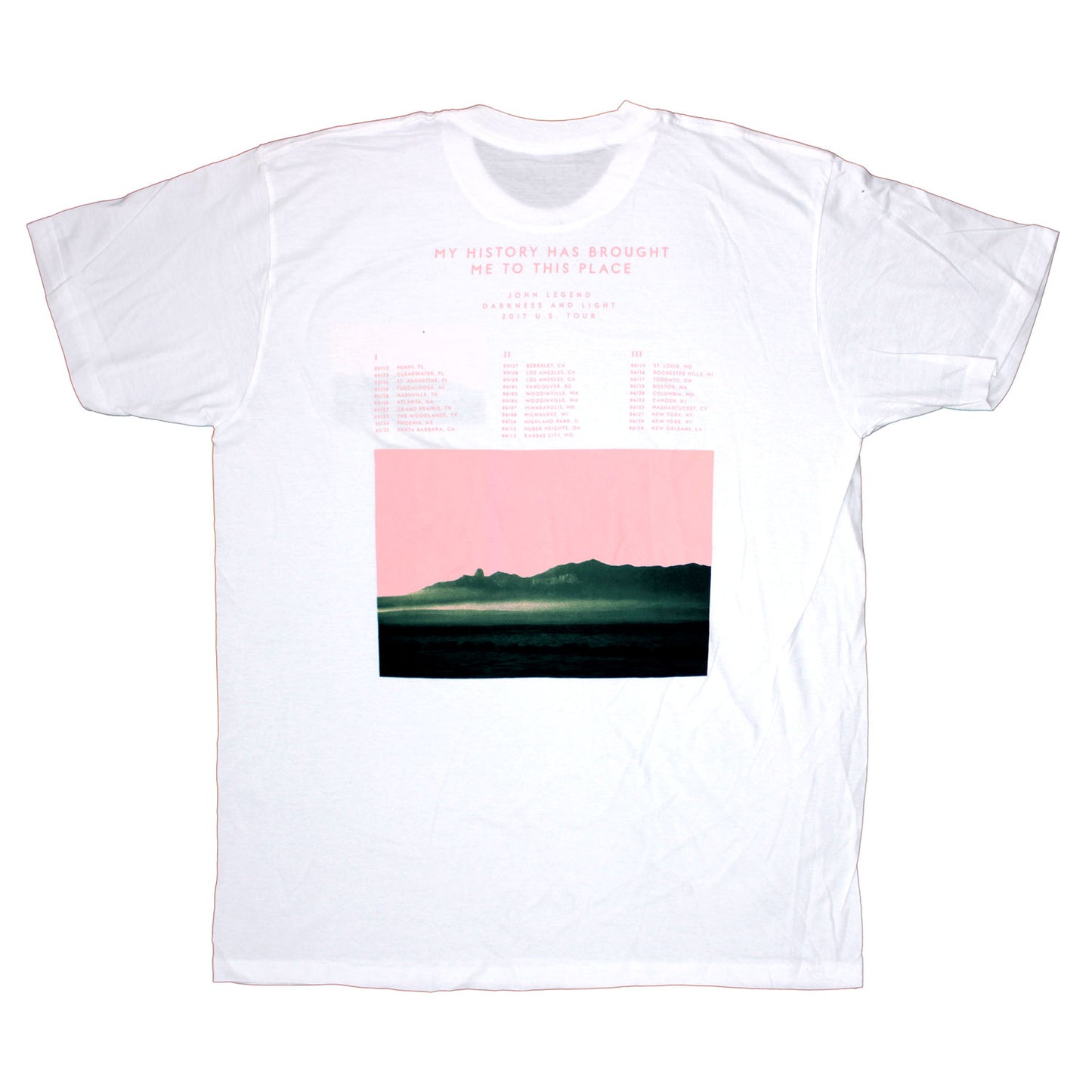 John Legend Landscape on White 2017 Tour Tee T-shirt Back