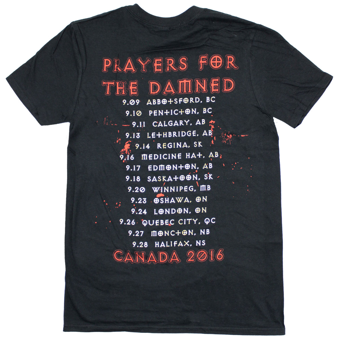 Sixx A.M. Darkness Skull 2016 Canada Tour Tee T-shirt Back