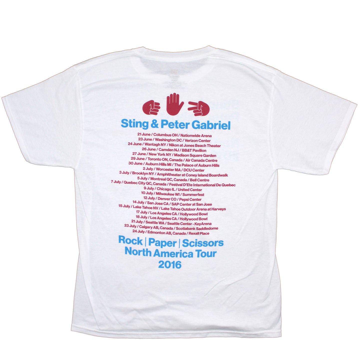 Sting & Peter Gabriel Title & Objects 2016 Tour Tee T-shirt Back