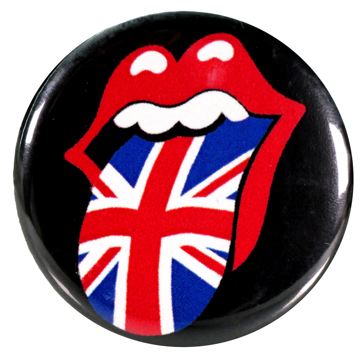 The Rolling Stones UK Flag Tongue Button Front