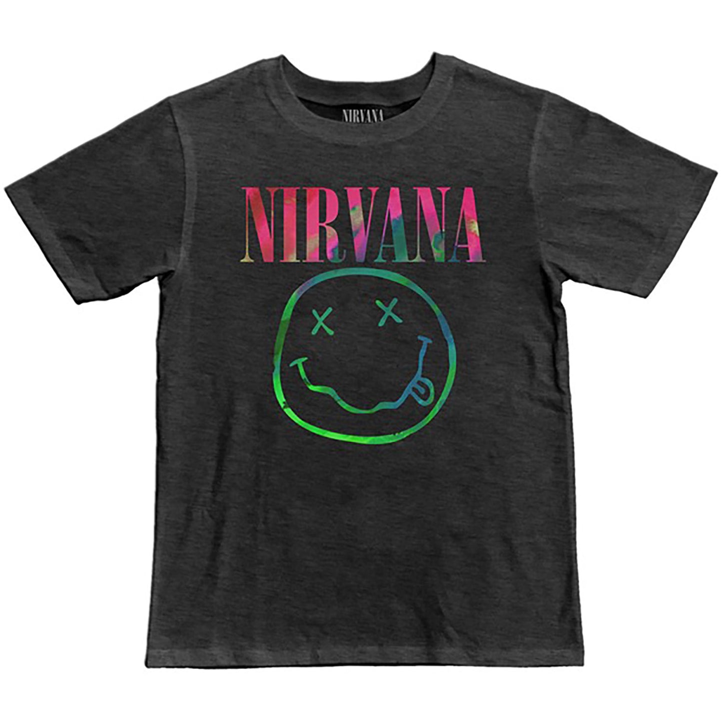 Nirvana Green & Pink Gradient Smiley Face Logo T-shirt Front