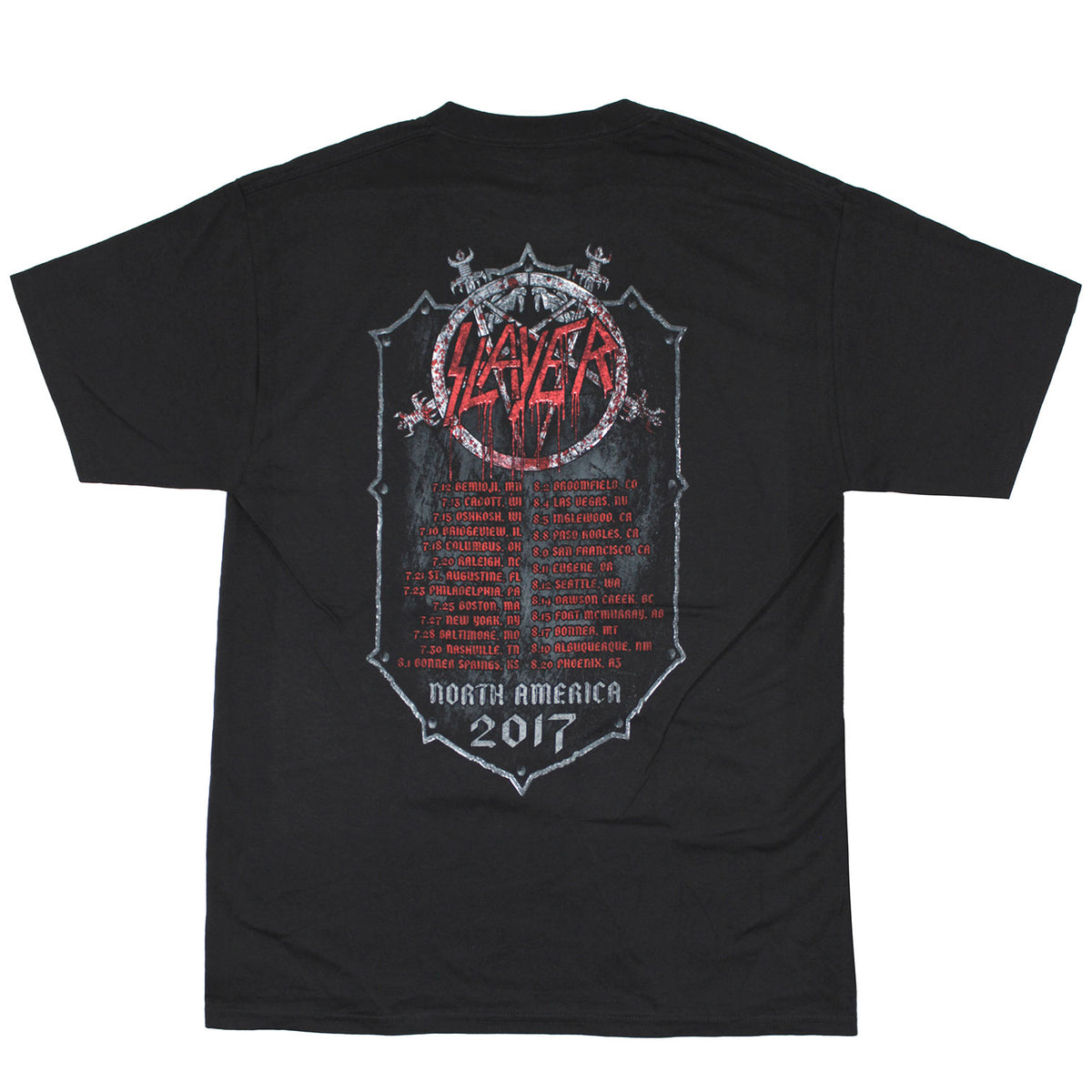 Slayer Bloody Shield 2017 N.A. Tour Tee T-shirt Back