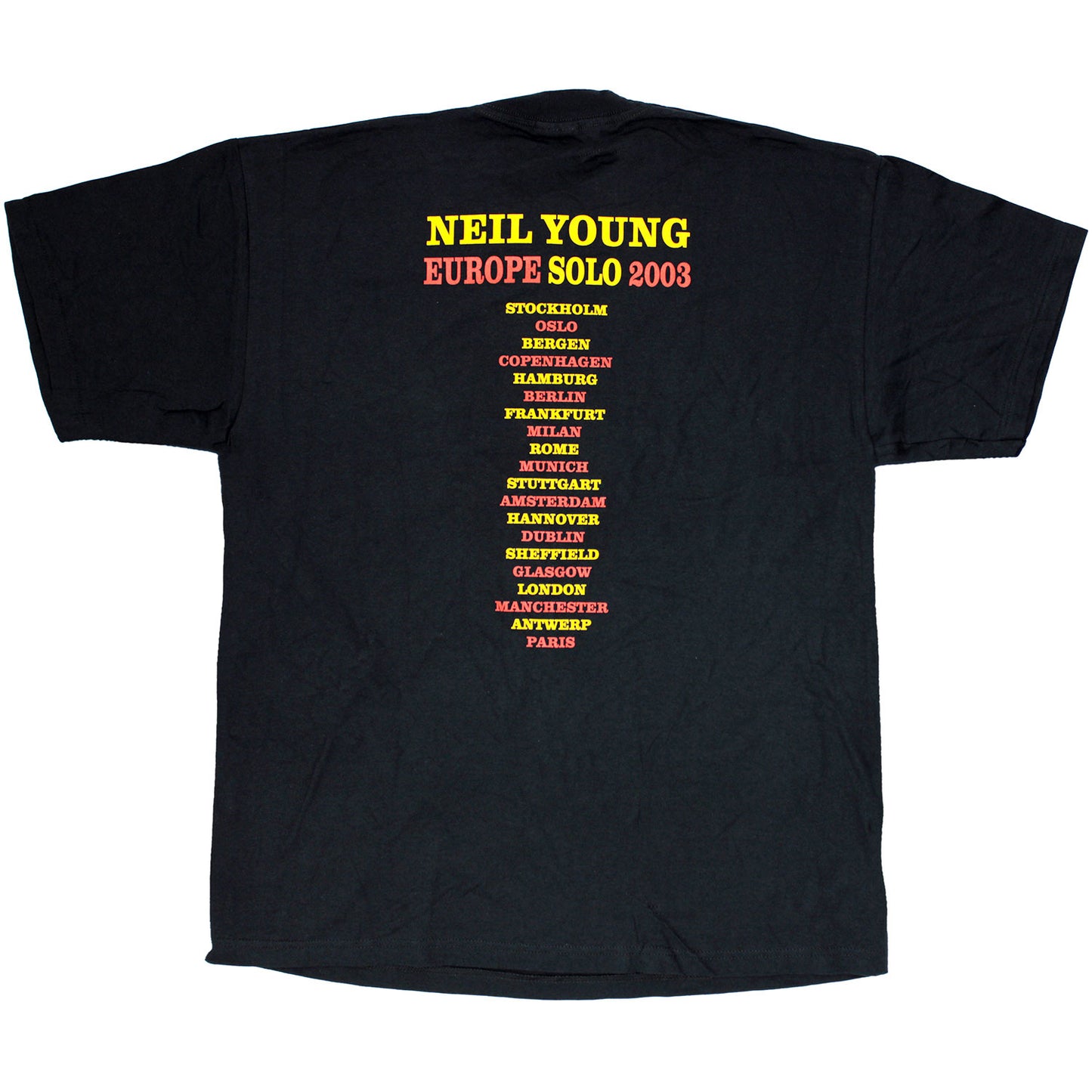 Neil Young Europe Solo 2003 Tour T-shirt Back