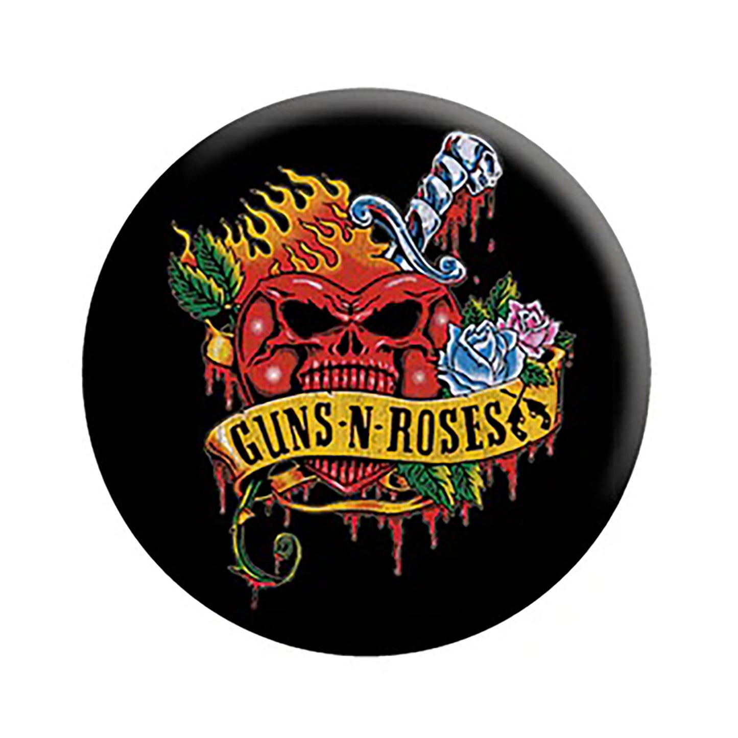 Guns N Roses Heart Button Front