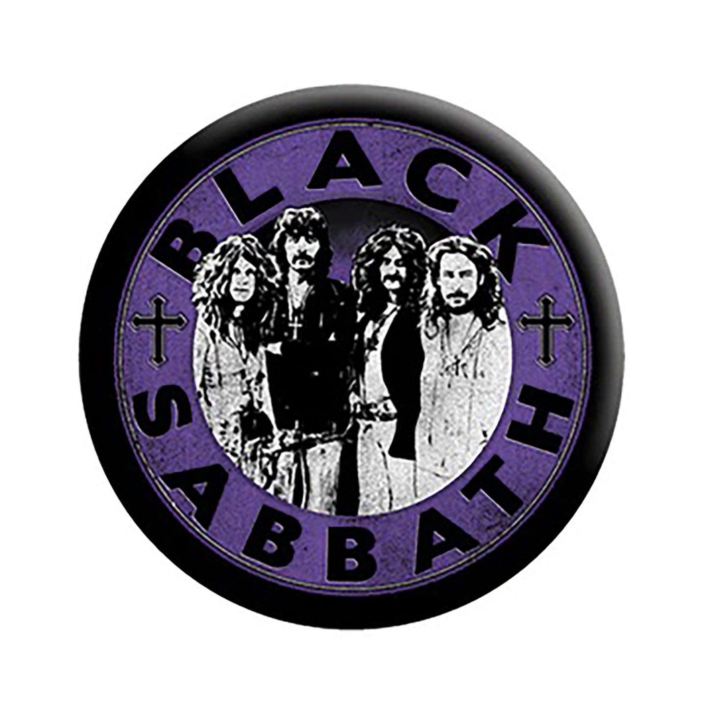 Black Sabbath Band Circle Button Front