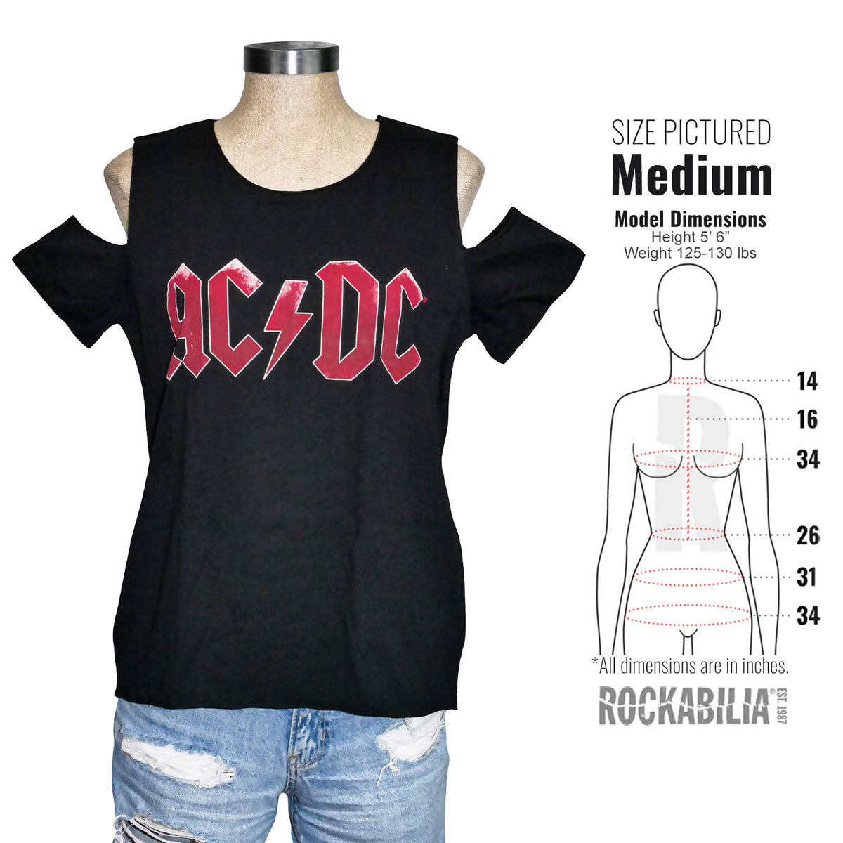 AC/DC Red & White Textured Logo Junior Top Alt 3