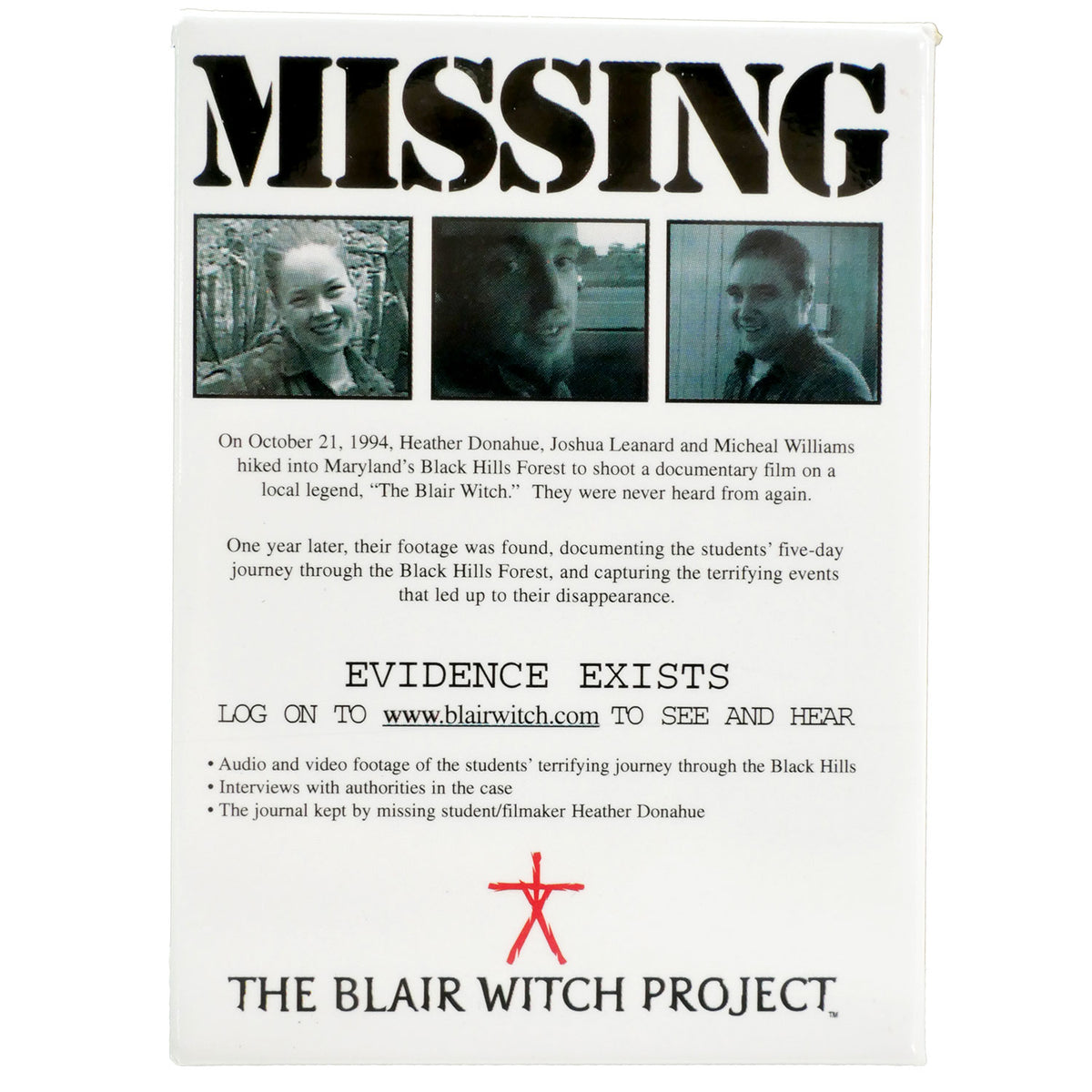 Blair Witch Project Missing Magnet Front