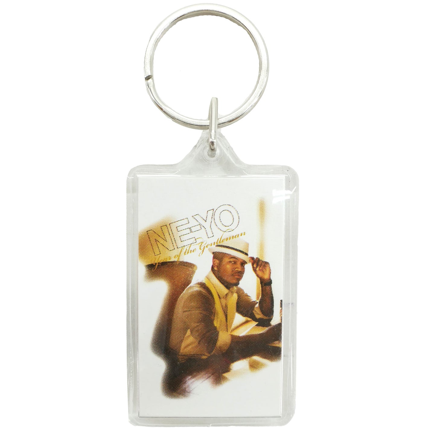 Ne-Yo White Fedora Acrylic Keychain Plastic Key Chain Back
