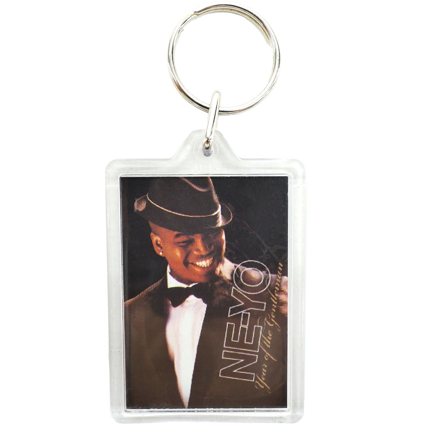 Ne-Yo Black Fedora Acrylic Keychain Plastic Key Chain Back