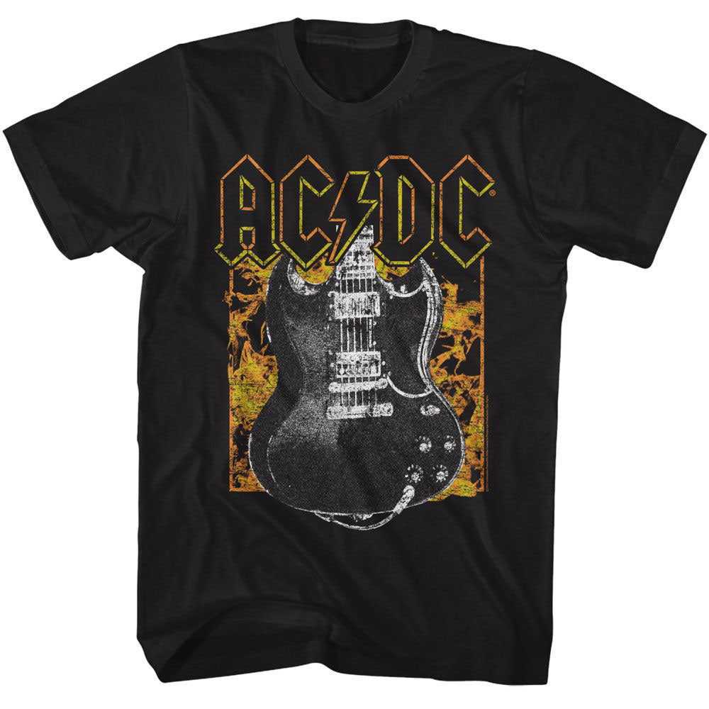 AC/DC Fire And Guitar T-shirt Front