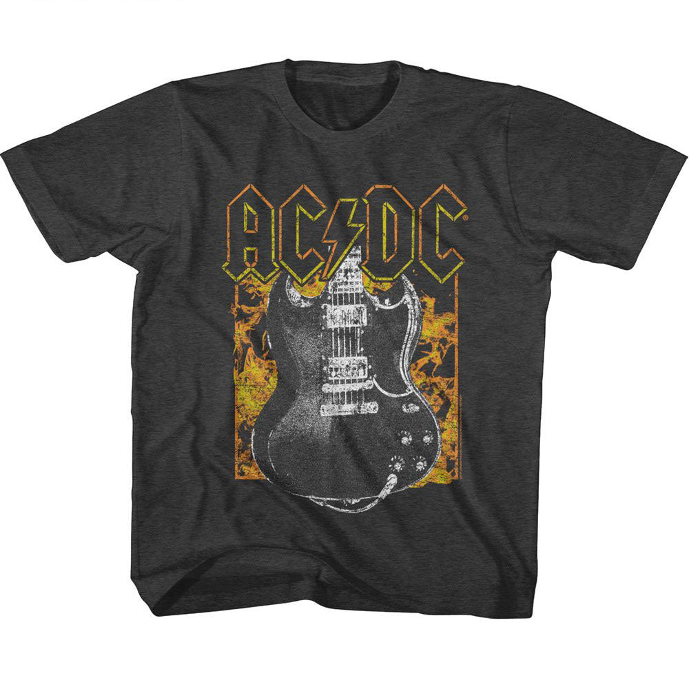 AC/DC Fire And Guitar Youth T-shirt Front