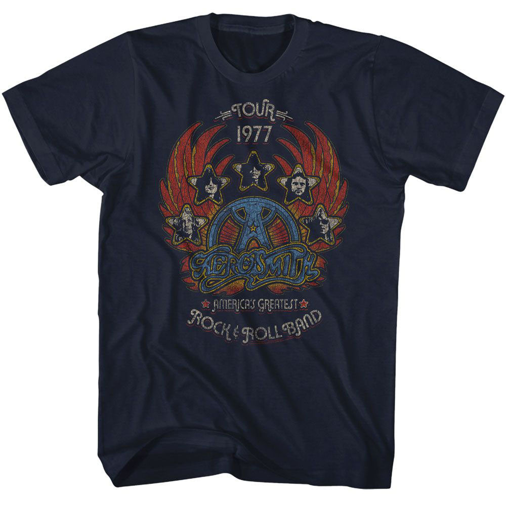 Aerosmith Tour 1977 Distressy T-shirt Front
