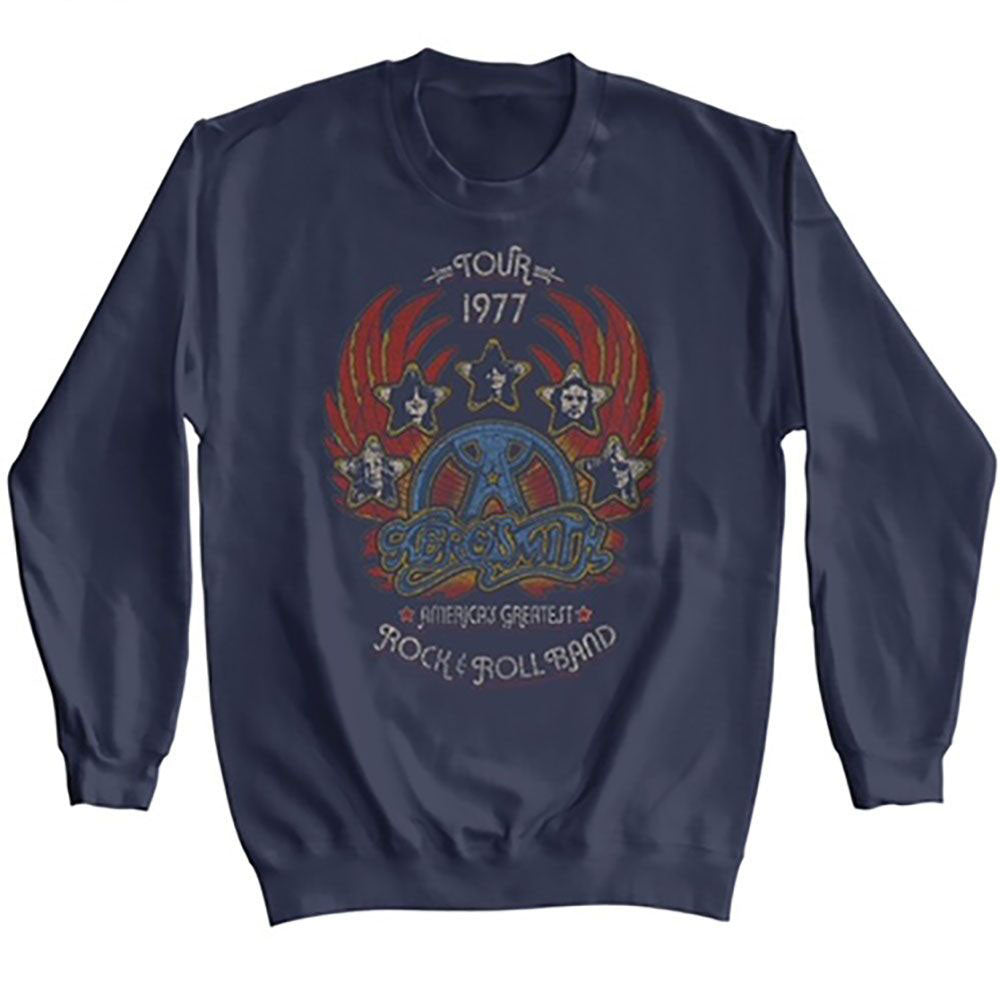 Aerosmith Tour 1977 Distressy Sweatshirt Front