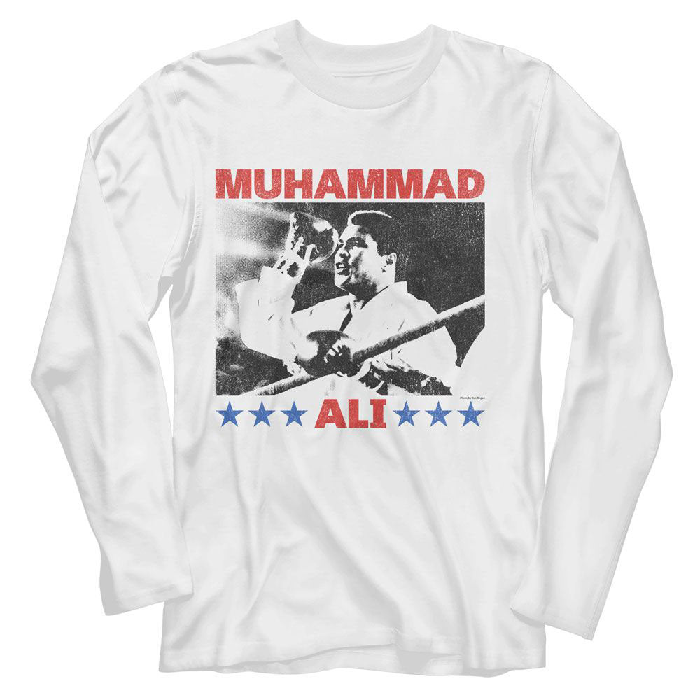 Muhammad Ali Raising Fist Long Sleeve Front