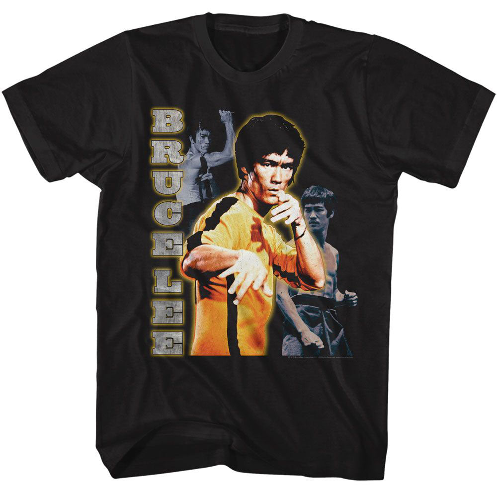 Bruce Lee Multi Photo Vertical Text T-shirt Front