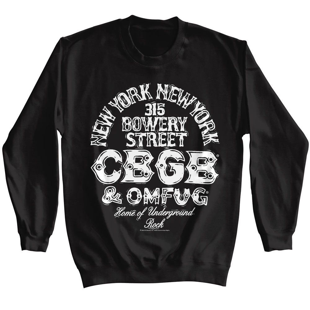 Cbgb Logo And Address Sweatshirt Front