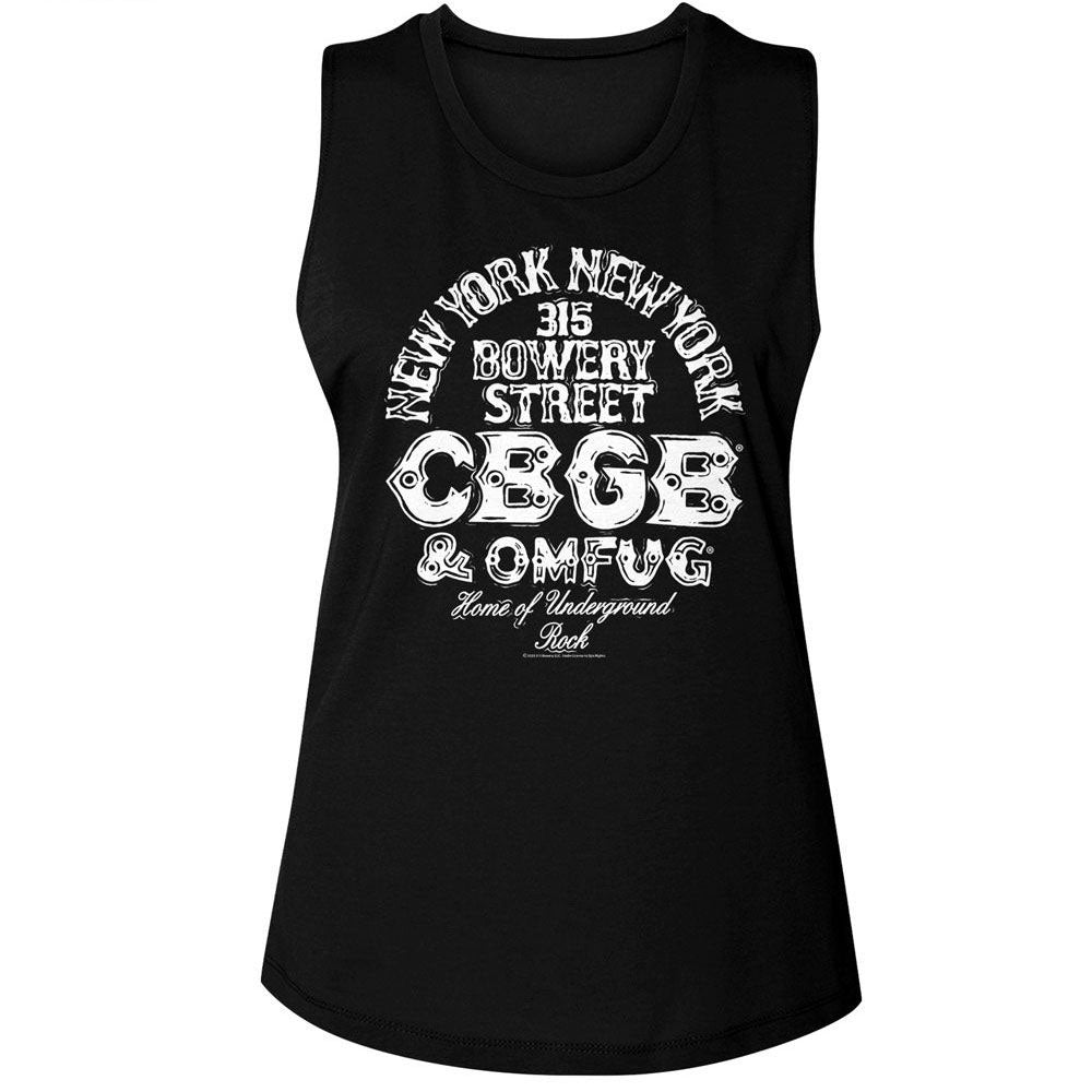 Cbgb Logo And Address Womens Tank Front