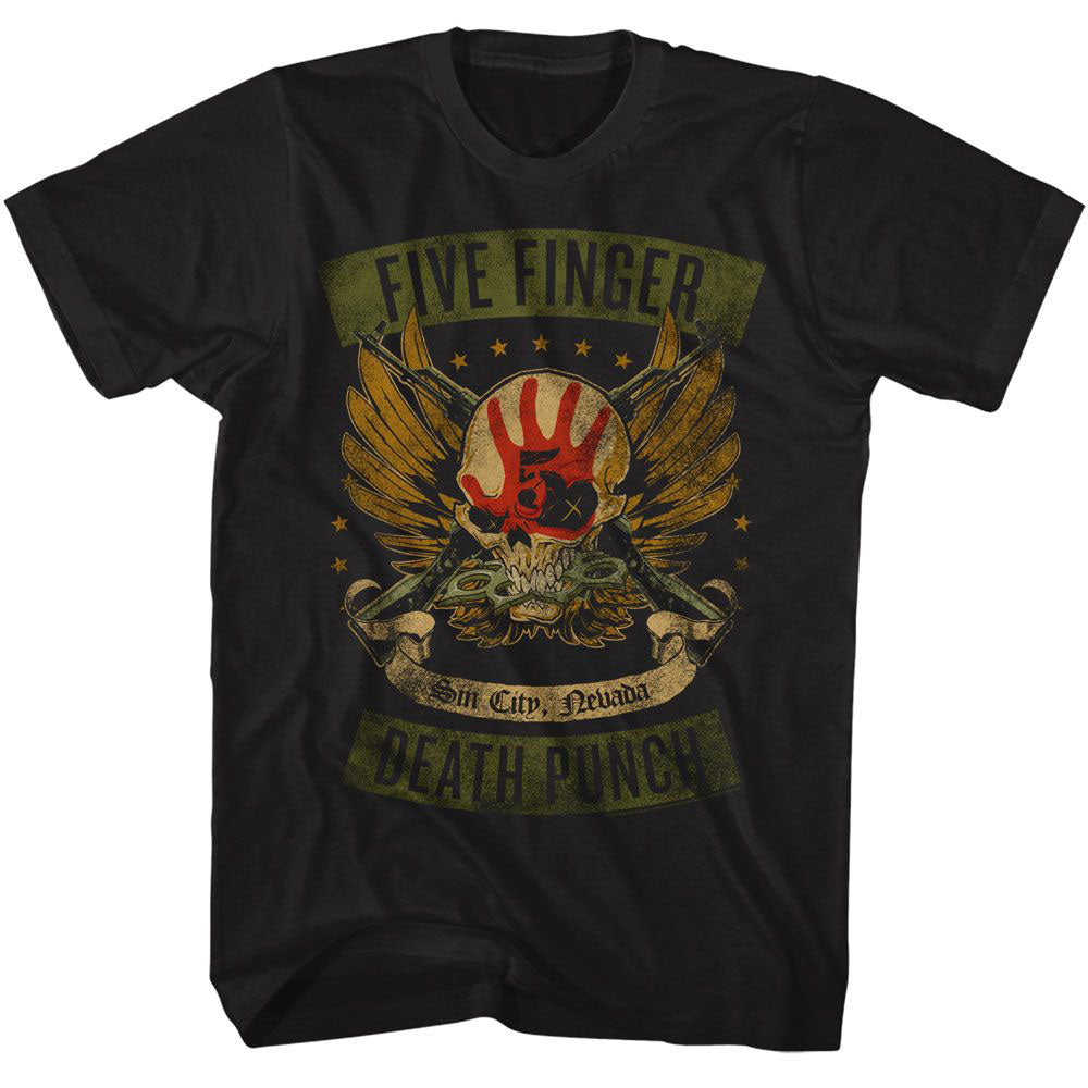 Five Finger Death Punch Winged Skull T-shirt Front