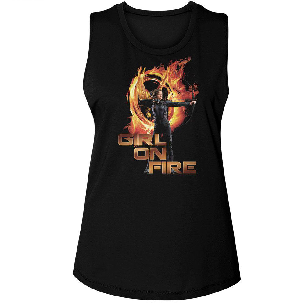 Hunger Games Girl On Fire Womens Tank Front