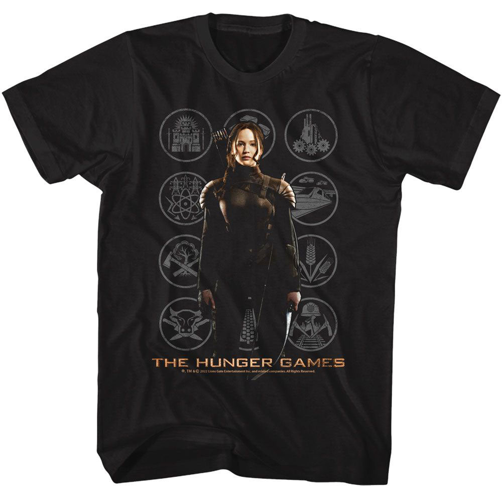 Hunger Games Katniss With Districts T-shirt Front