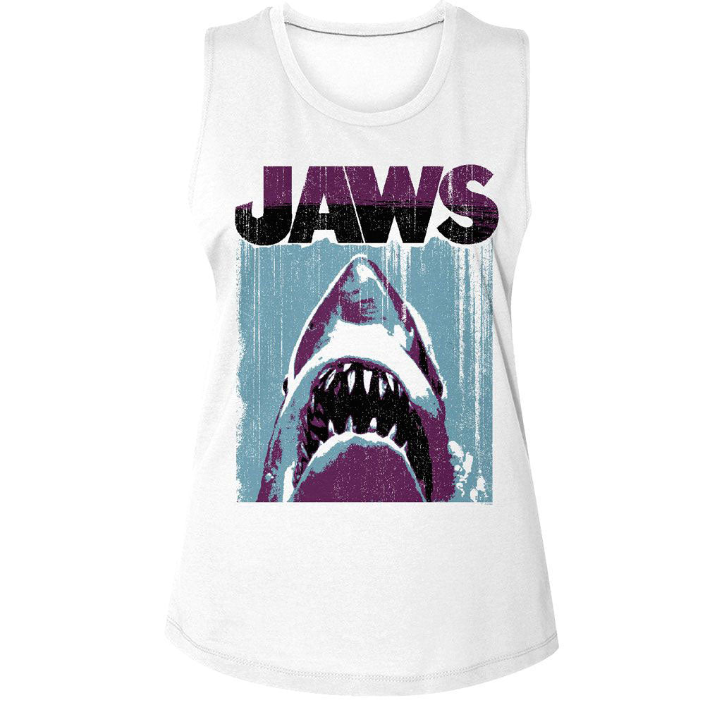 Jaws Day Under Night Over Womens Tank Front