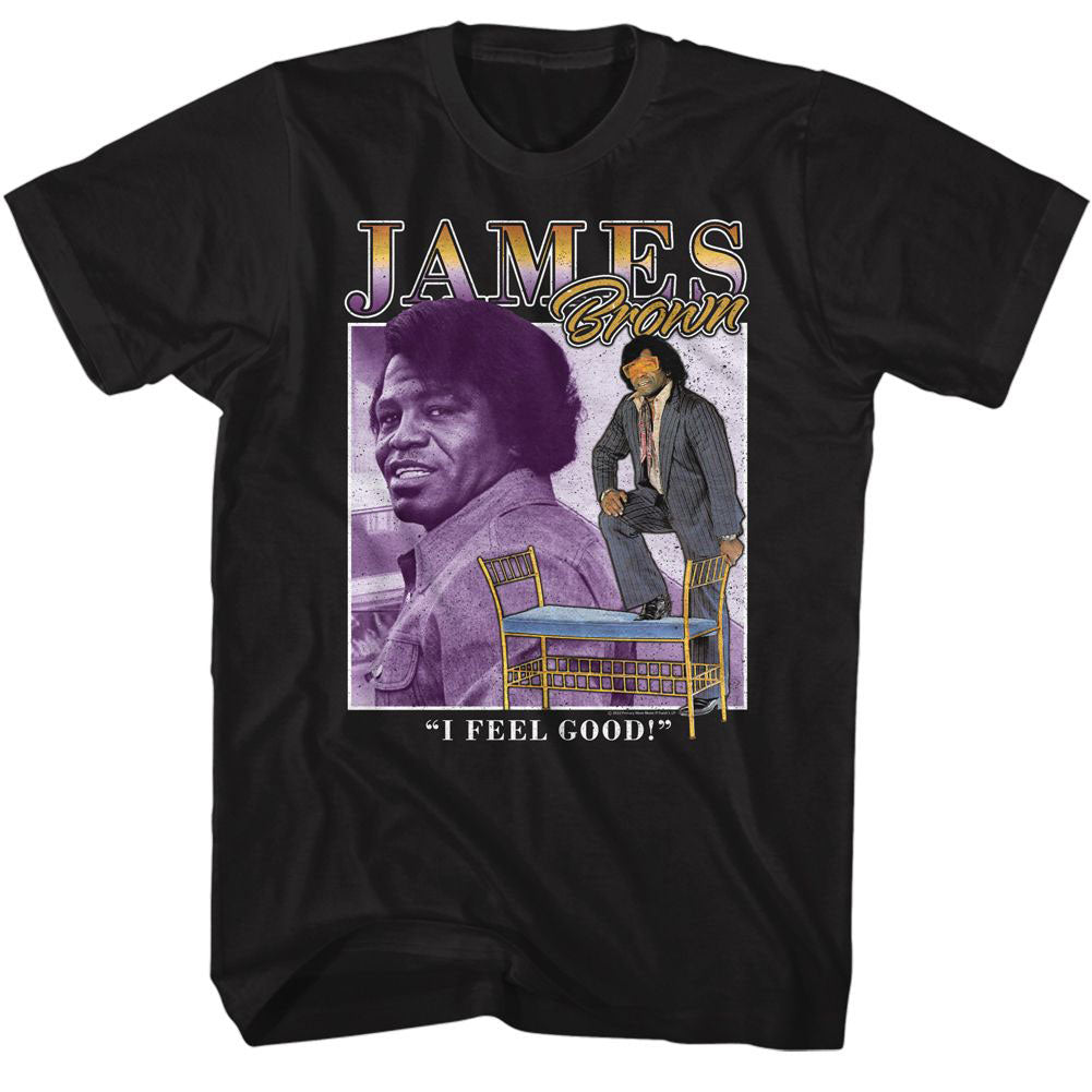James Brown Two Pic Square T-shirt Front