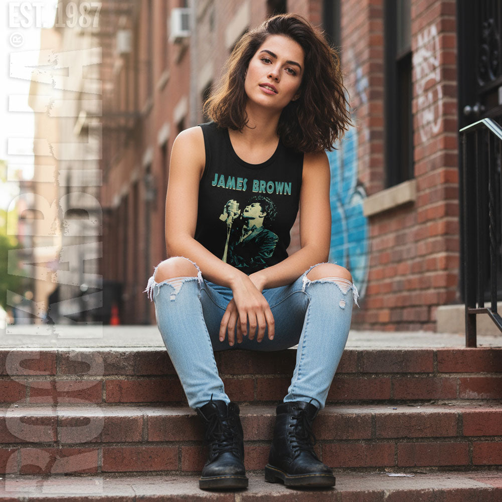 James Brown Jb Singing Womens Tank Alt 2