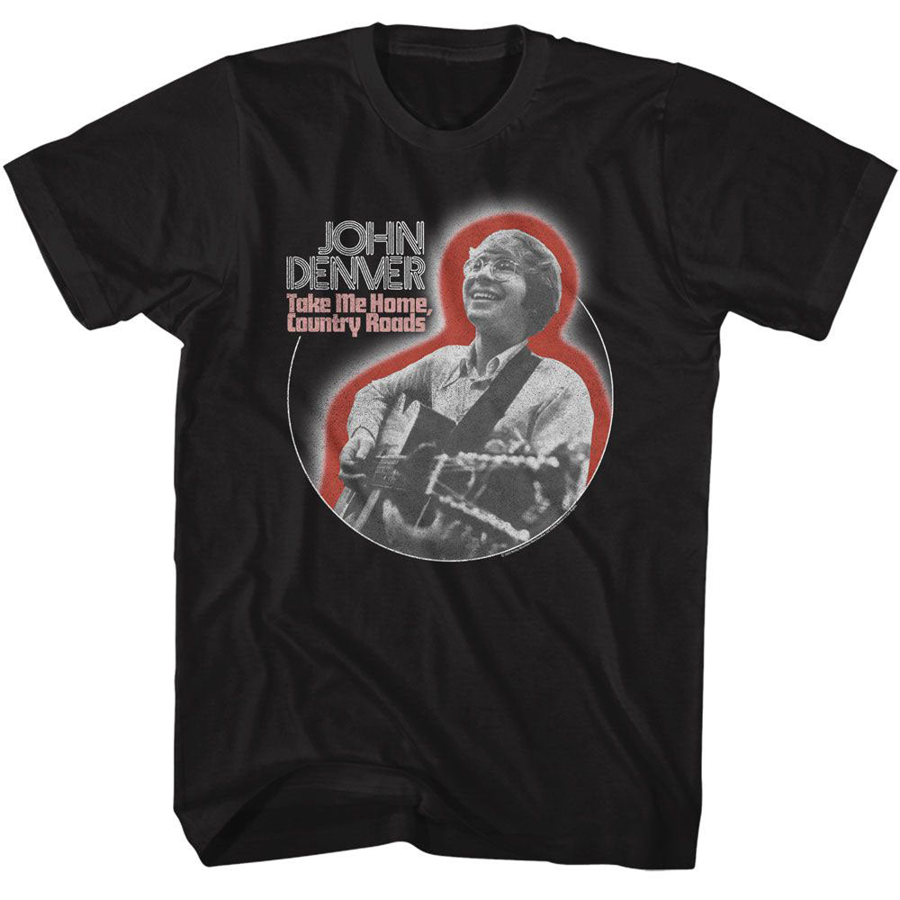 John Denver Playing Guitar Circle T-shirt Front