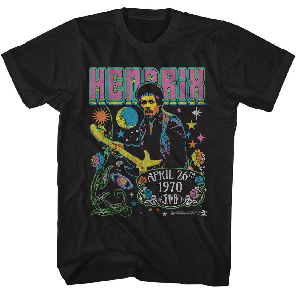 Jimi Hendrix Stars And Flowers T-shirt Front