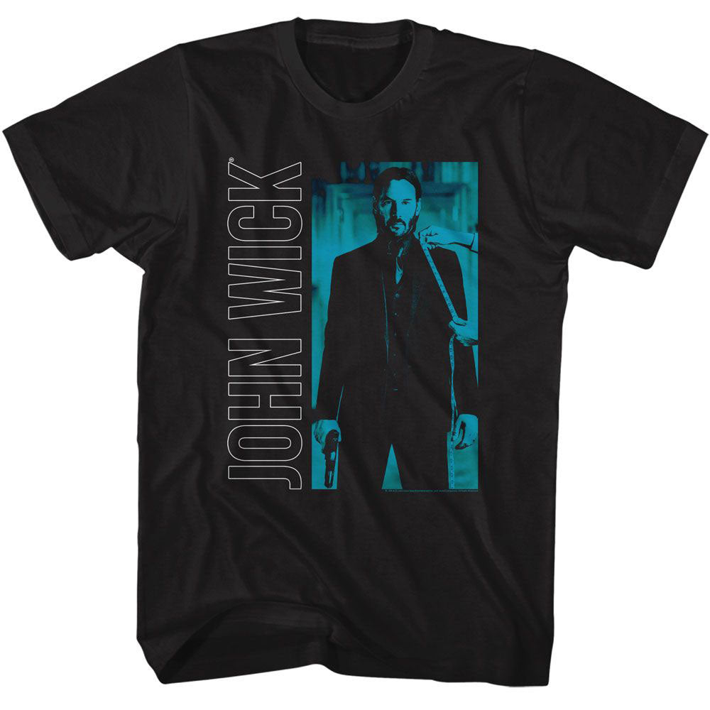 John Wick Vertical Text And Rectangle T-shirt Front