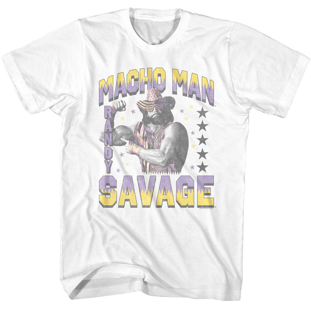 Macho Man Randy And Stars T-shirt Front