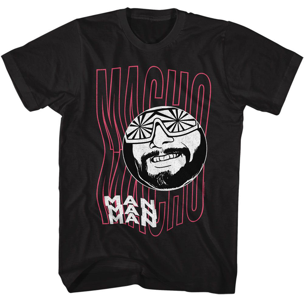 Macho Man Funky Text T-shirt Front