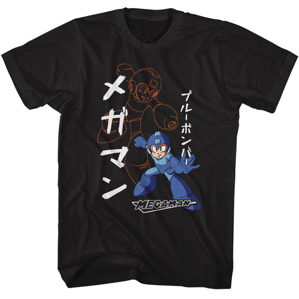 Mega Man Solid And Outline T-shirt Front