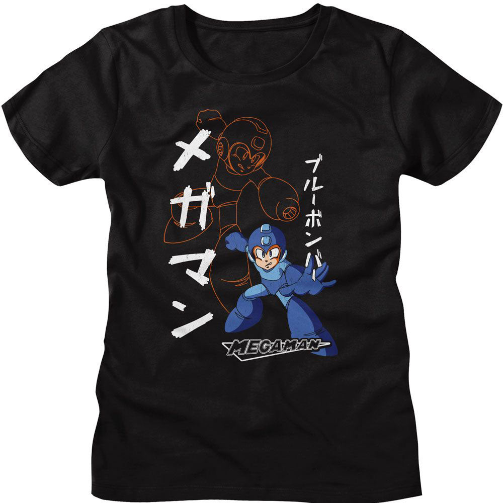 Mega Man Solid And Outline Junior Top Front