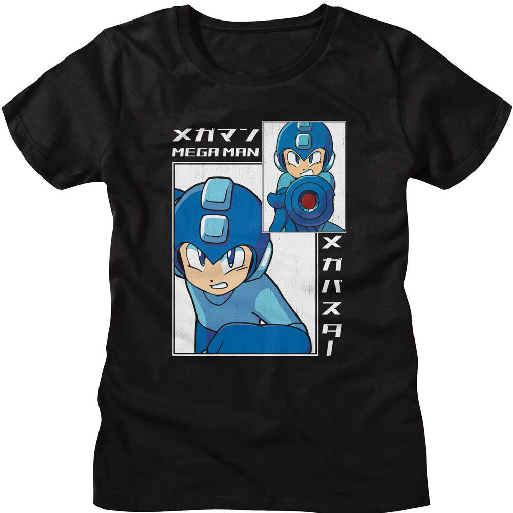 Mega Man Big And Small Rectangle Junior Top Front