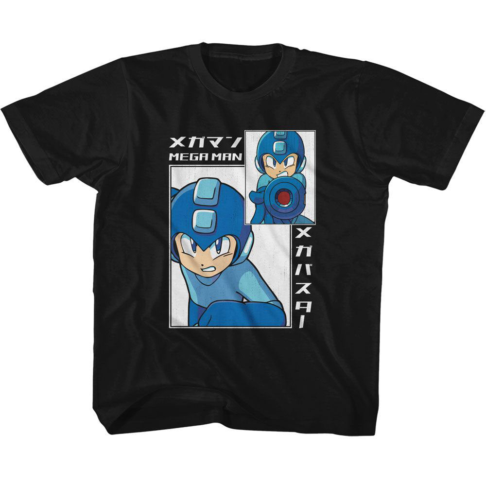 Mega Man Big And Small Rectangle Youth T-shirt Front