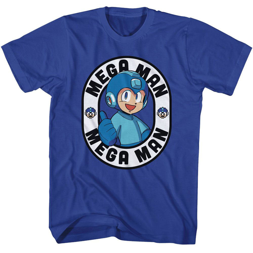 Mega Man Thumbs Up Oval T-shirt Front