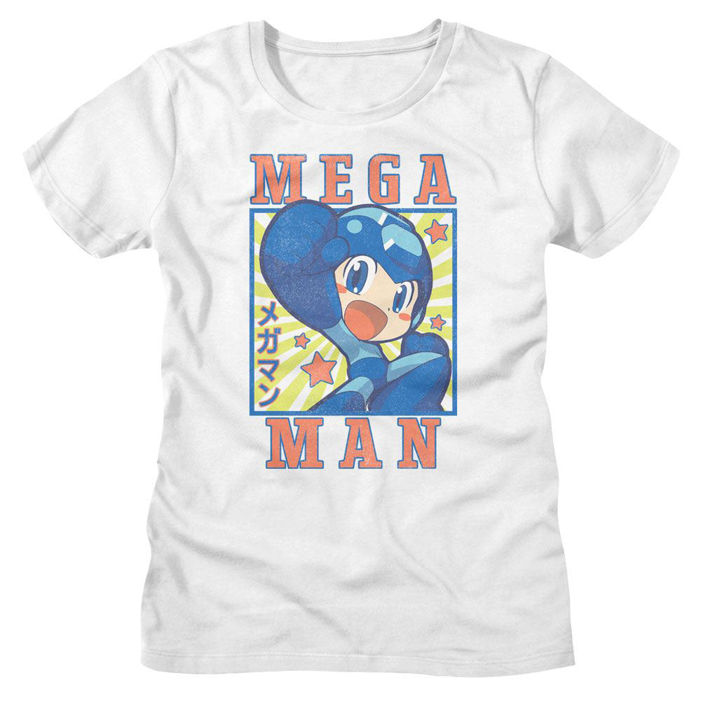 Mega Man Square And Stars Junior Top Front