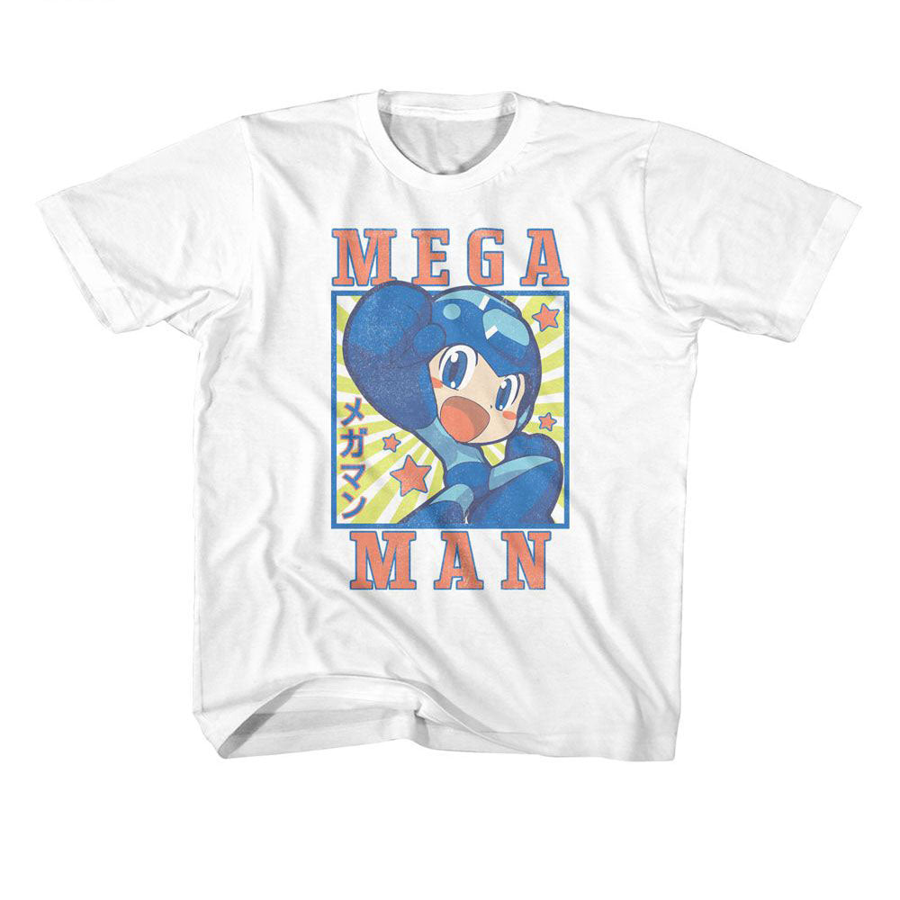 Mega Man Square And Stars Youth T-shirt Front