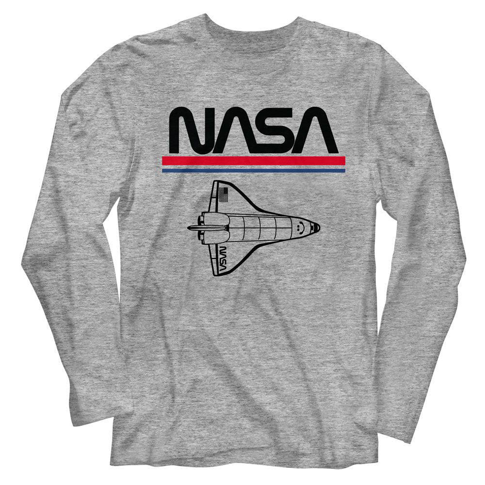 NASA Nasa Worm Logo And Shuttle Long Sleeve Front